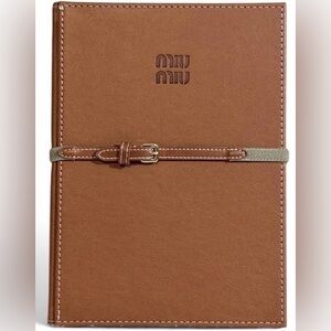 Miu Miu Tan Brown Leather Belted Notebook Cover